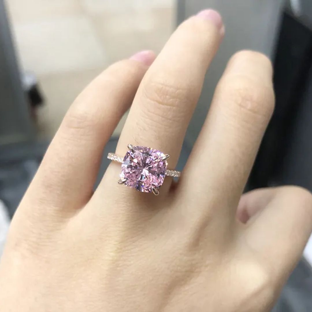 Rose Aura - S925 Zilveren Saffier Moissanite Ring Dames 2CT Rosé Goudplating
