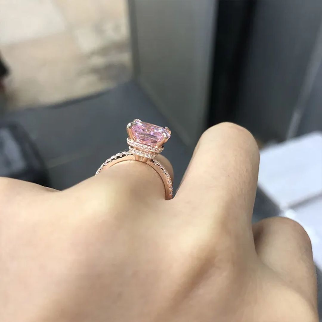 Rose Aura - S925 Zilveren Saffier Moissanite Ring Dames 2CT Rosé Goudplating