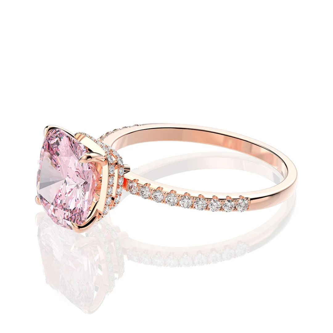 Rose Aura - S925 Zilveren Saffier Moissanite Ring Dames 2CT Rosé Goudplating