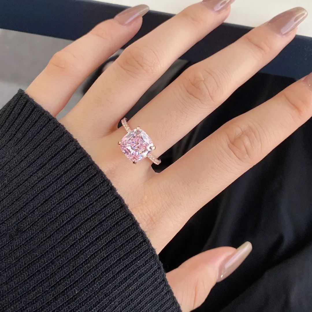 Rose Aura - S925 Zilveren Saffier Moissanite Ring Dames 2CT Rosé Goudplating