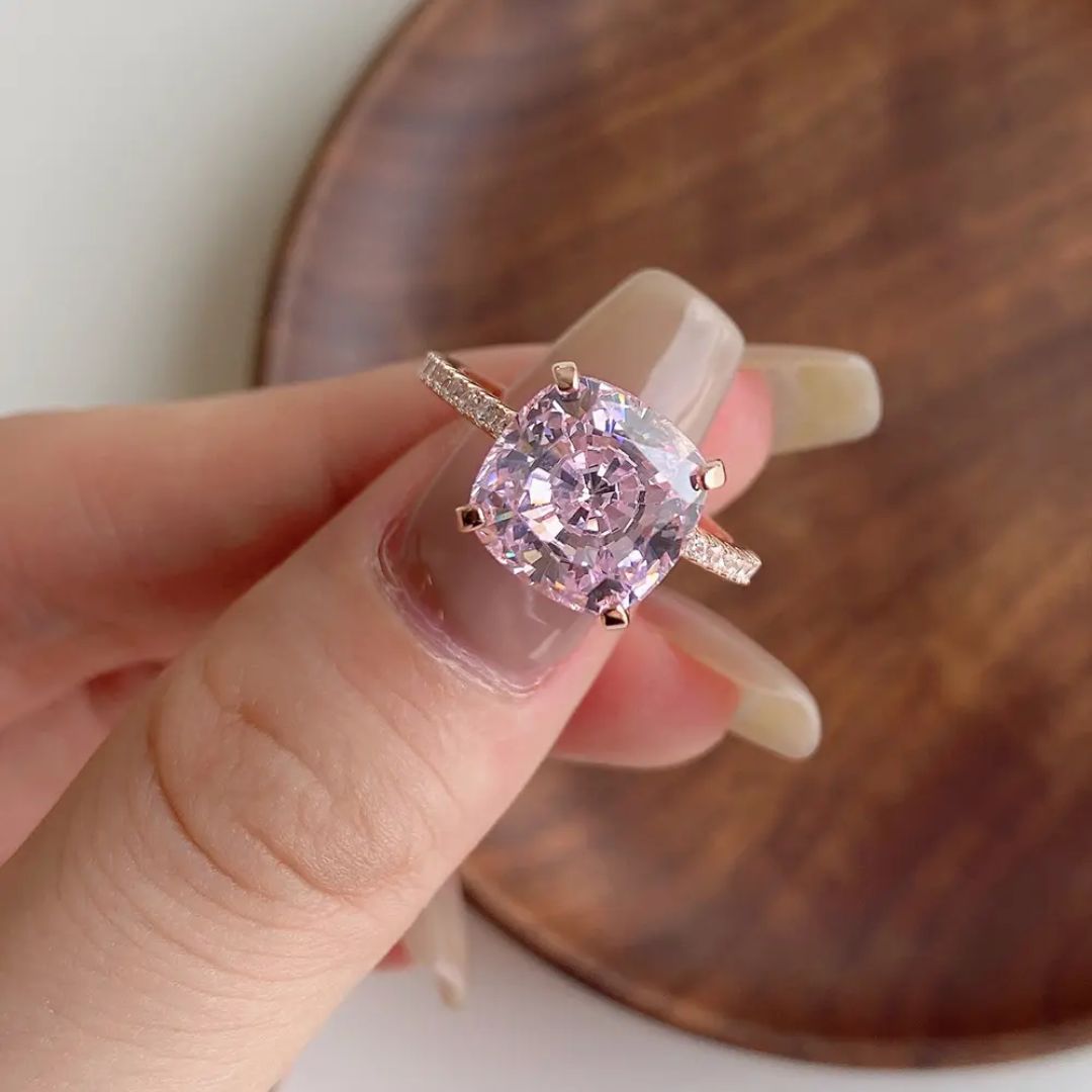 Rose Aura - S925 Zilveren Saffier Moissanite Ring Dames 2CT Rosé Goudplating