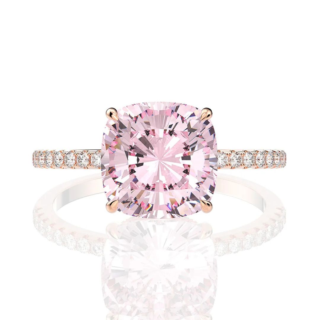 Rose Aura - S925 Zilveren Saffier Moissanite Ring Dames 2CT Rosé Goudplating