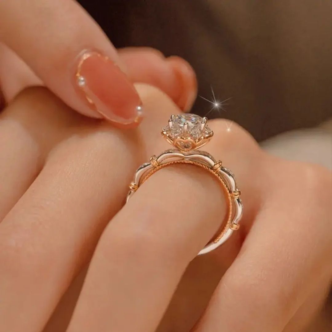 RoseClaw - 18k Wit Goudplated S925 Zilveren Moissanite Ring Dames 0.5CT