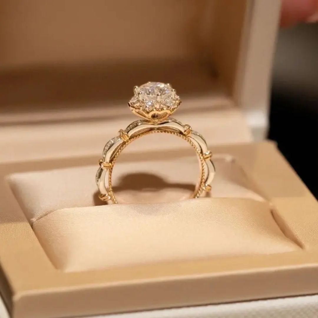 RoseClaw - 18k Wit Goudplated S925 Zilveren Moissanite Ring Dames 0.5CT