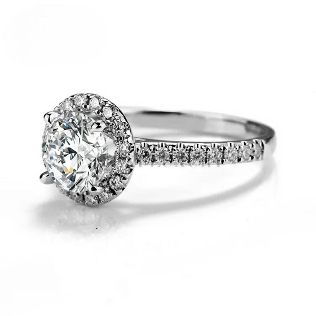 Seraphis Ring - Halo Moissanite Ring met 18k Wit Goudplating