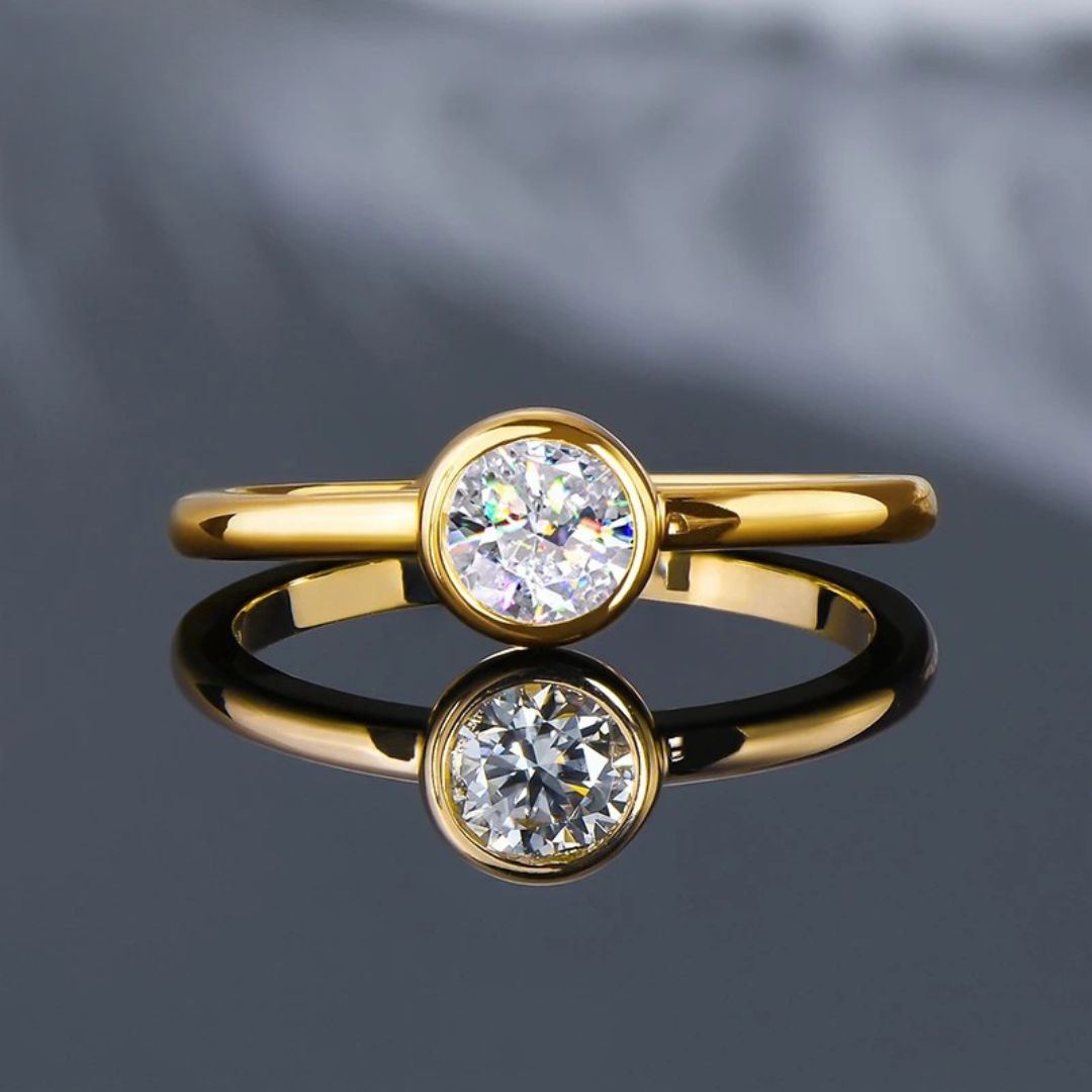 Solara Vow - 18k Goldplated Moissanite Solitaire Ring Dames 0.5CT