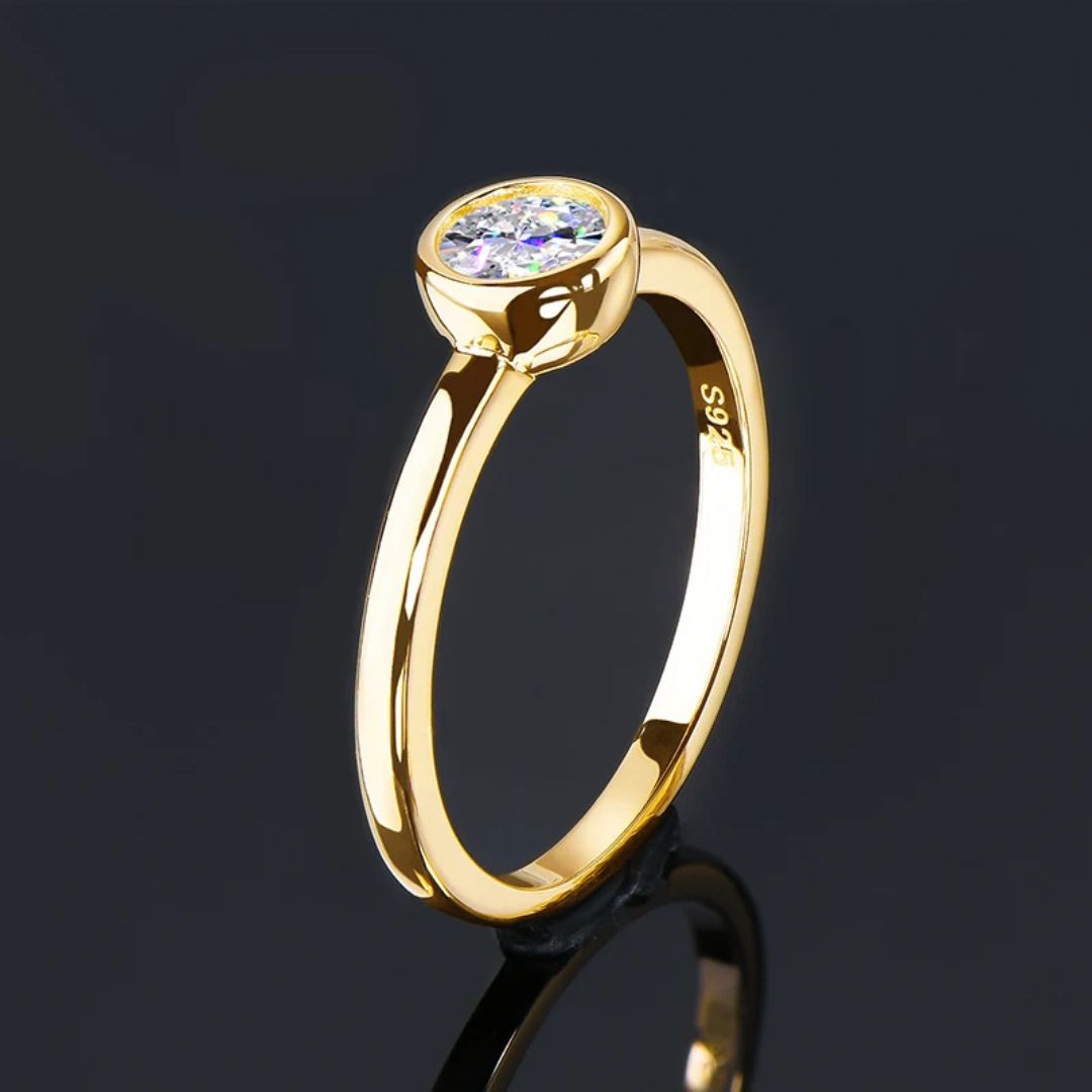 Solara Vow - 18k Goldplated Moissanite Solitaire Ring Dames 0.5CT