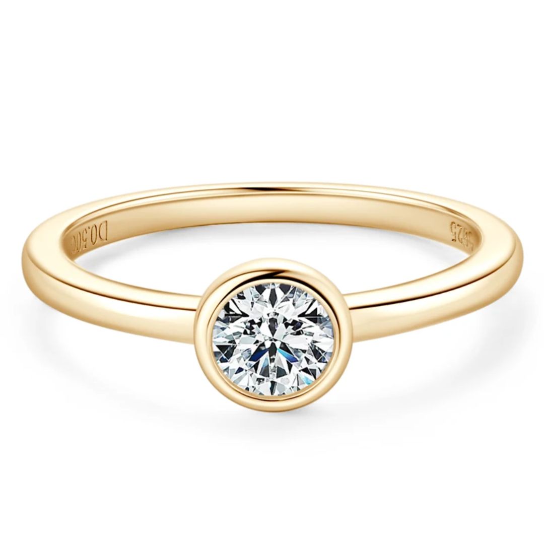 Solara Vow - 18k Goldplated Moissanite Solitaire Ring Dames 0.5CT