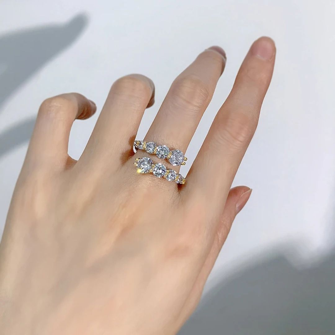 Stella Vow - Zilveren Moissanite Ring 18k Goldplating Dames 3.26CT