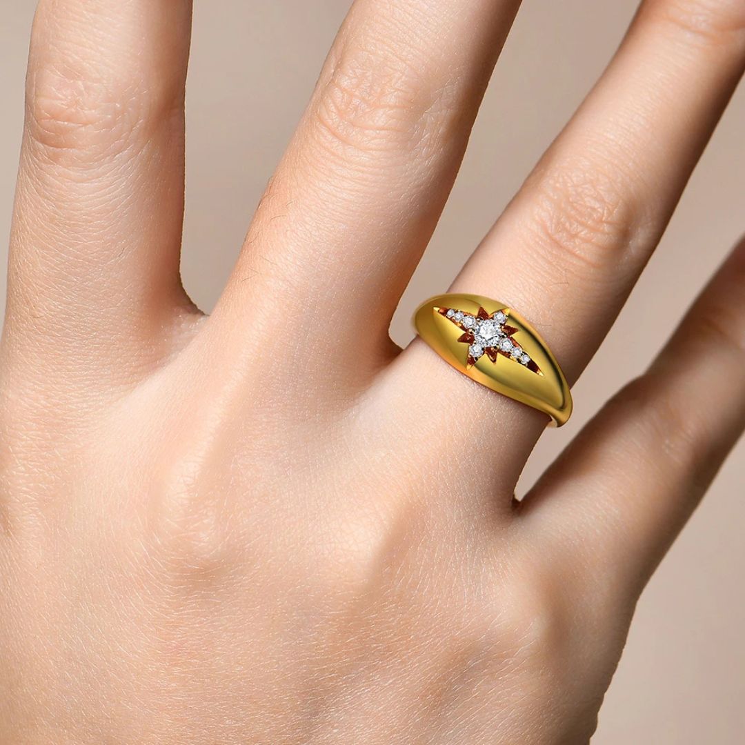 Stellar Charm - Zilveren Moissanite Ring Dames 0.25CT Wit Goud