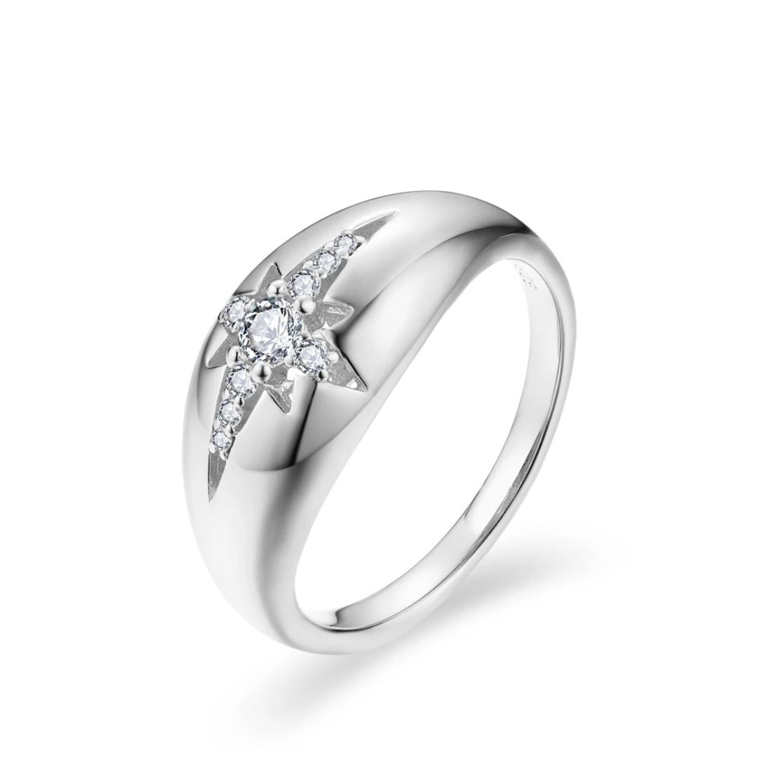 Stellar Charm - Zilveren Moissanite Ring Dames 0.25CT Wit Goud