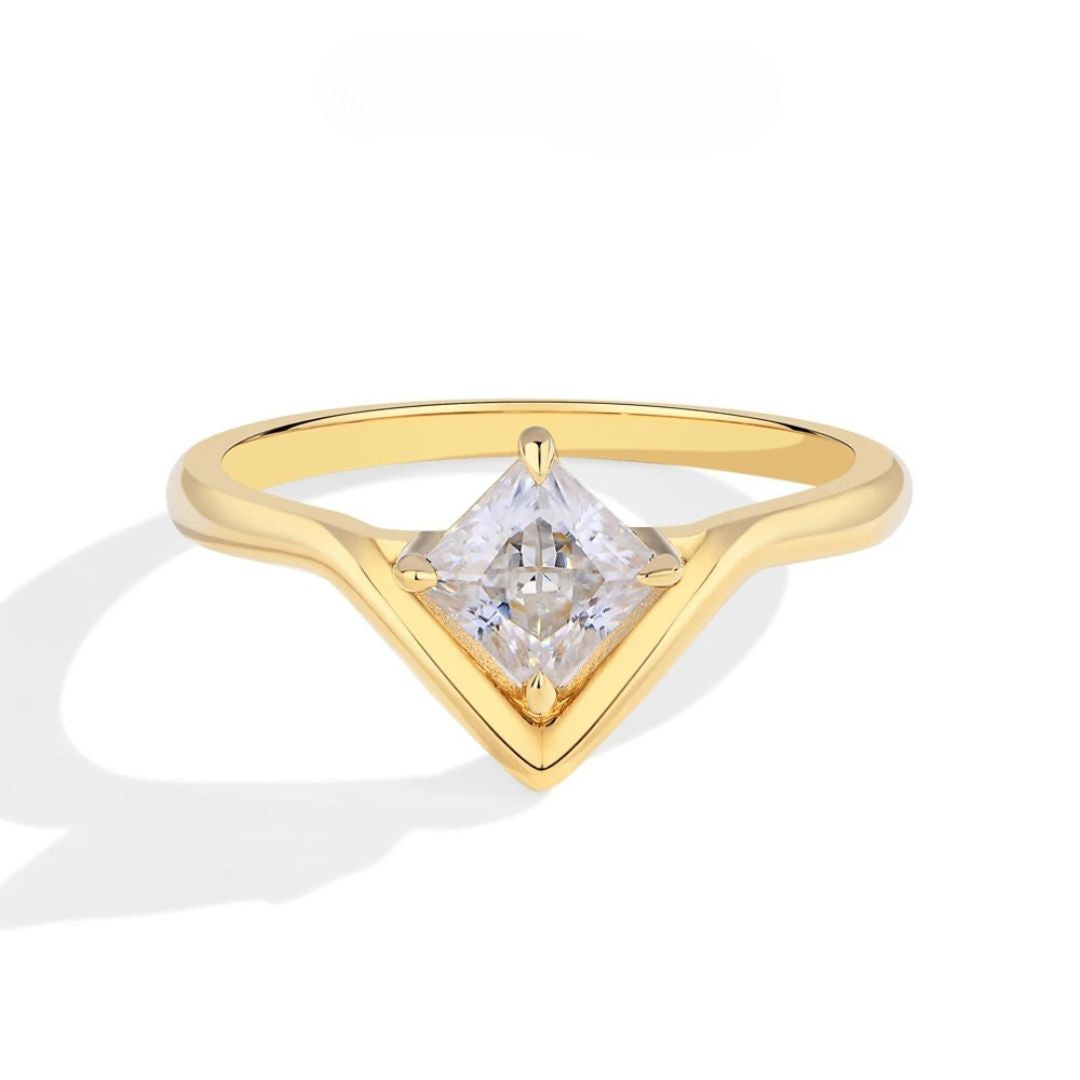 TriadLuxe - 18k Goldplated S925 Zilveren Moissanite Ring Dames 0.8CT