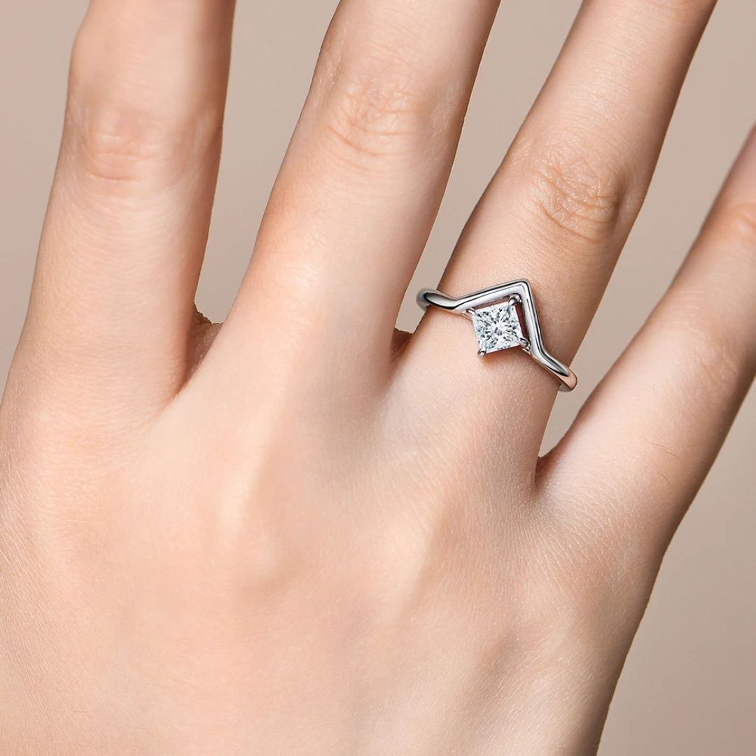 TriadLuxe - 18k Goldplated S925 Zilveren Moissanite Ring Dames 0.8CT