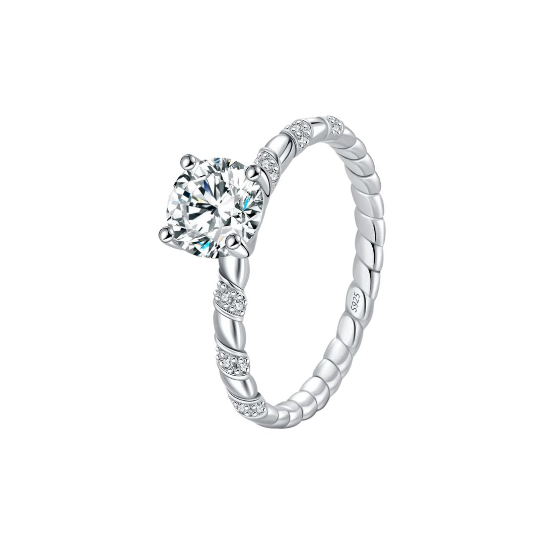 Twist Éclat - S925 Zilveren Moissanite en Zirkonia Ring Dames 1CT