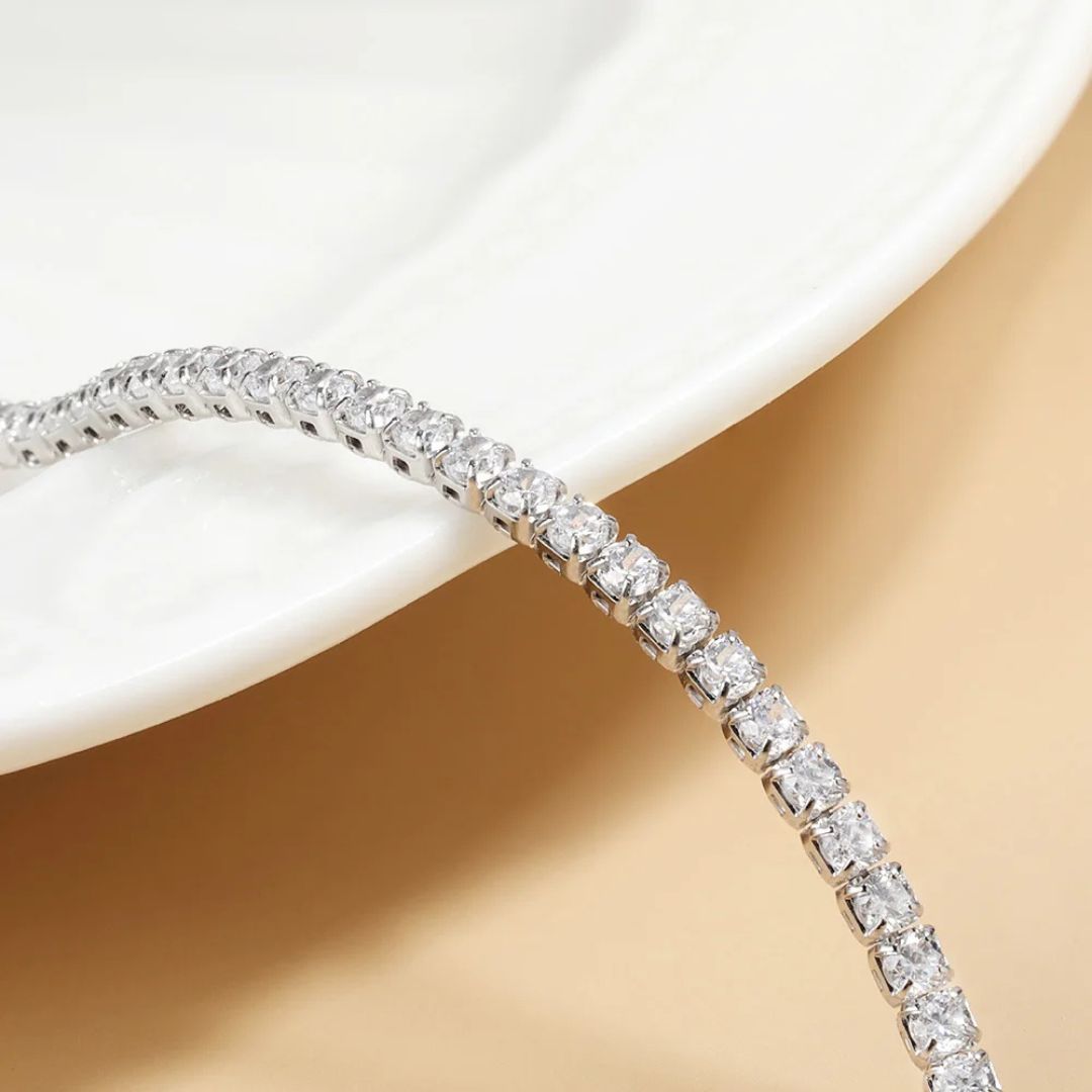 Astra Nova - 18k Goldplated S925 Zilver Luxe Moissanite Tennis Ketting Dames
