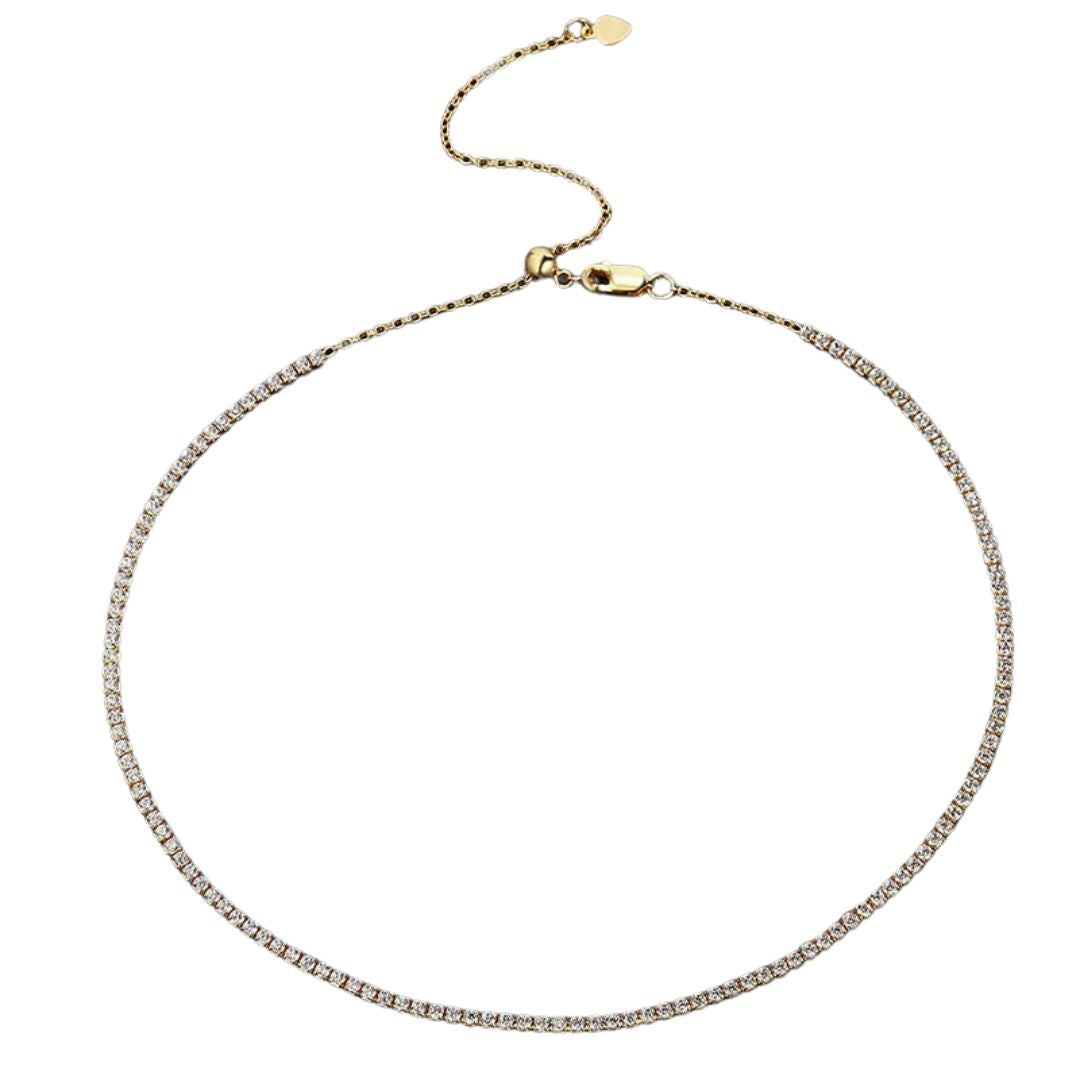Astra Nova - 18k Goldplated S925 Zilver Luxe Moissanite Tennis Ketting Dames