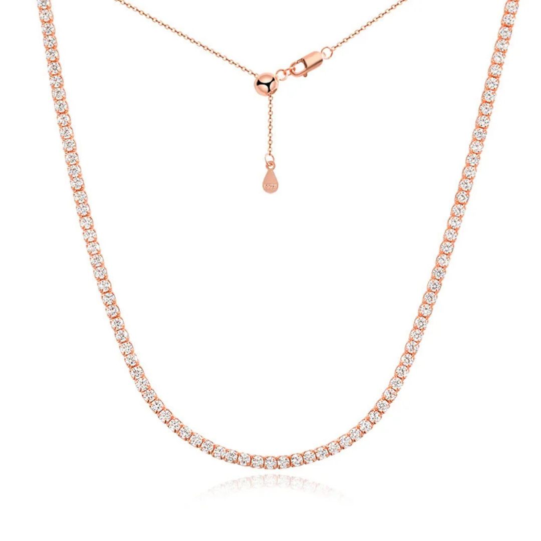 Astra Nova - 18k Goldplated S925 Zilver Luxe Moissanite Tennis Ketting Dames