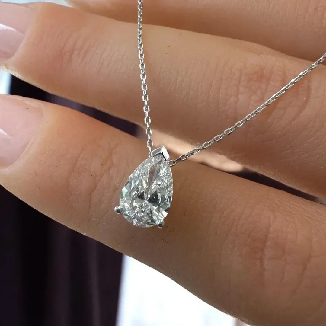 Averis Lume - 1-4CT Moissaniet Waterdruppel Ketting S925 Zilver Dames