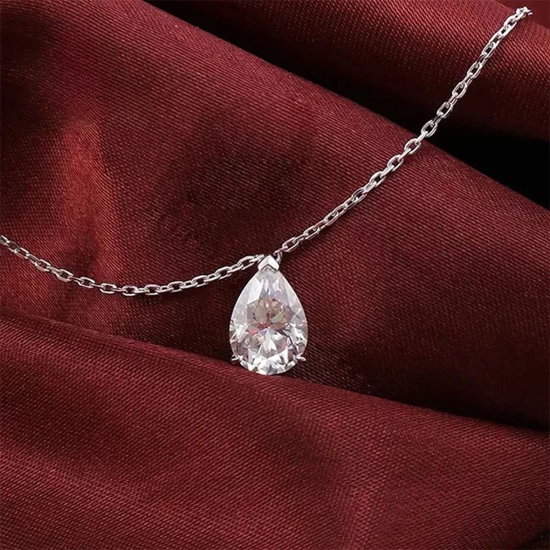 Averis Lume - 1-4CT Moissaniet Waterdruppel Ketting S925 Zilver Dames