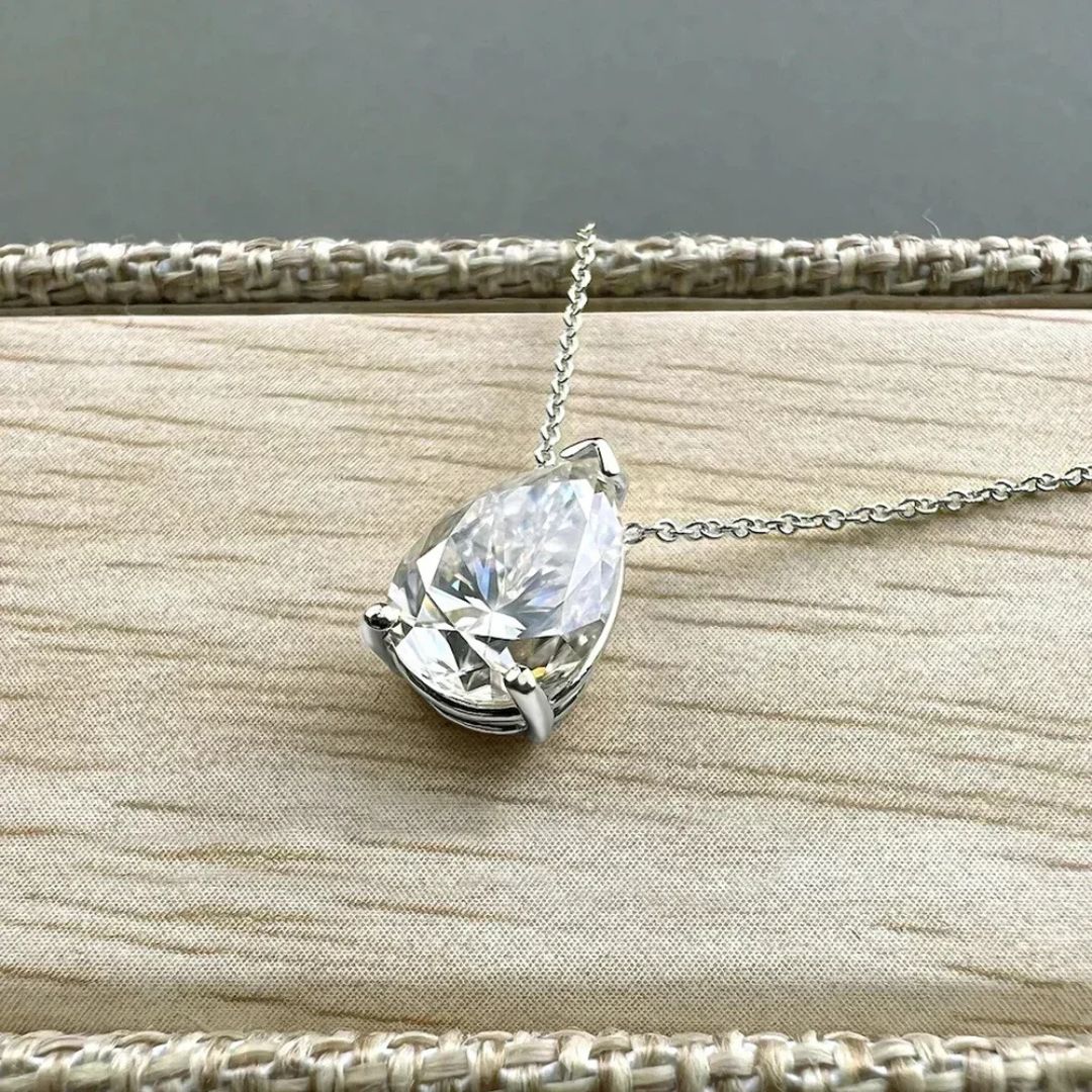 Averis Lume - 1-4CT Moissaniet Waterdruppel Ketting S925 Zilver Dames