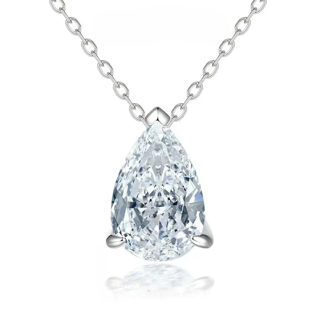 Averis Lume - 1-4CT Moissaniet Waterdruppel Ketting S925 Zilver Dames