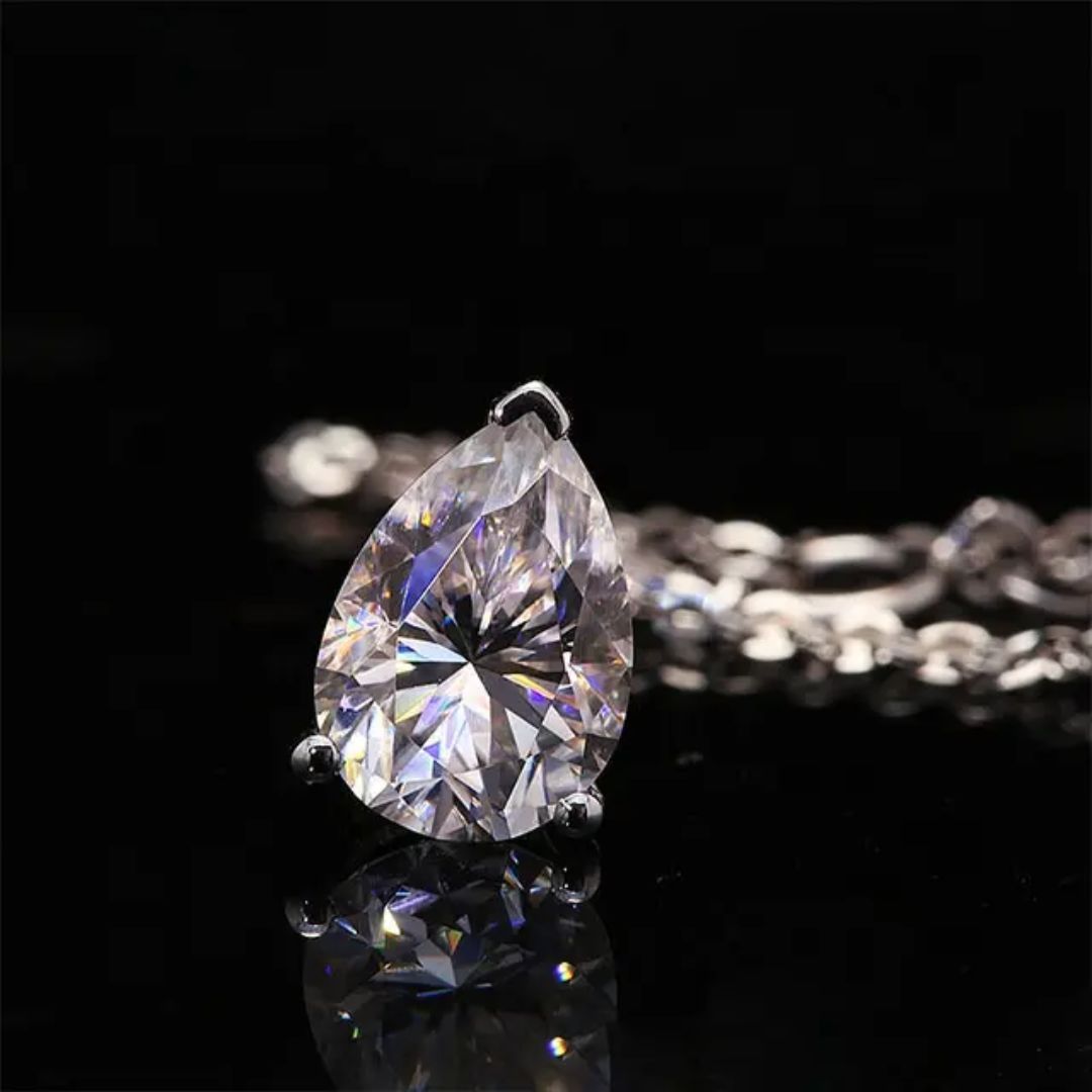 Celestine Drop - Zilveren Moissanite Waterdruppel Ketting Dames 1-4CT