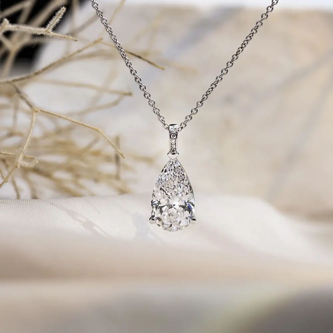 Celestine Drop - Zilveren Moissanite Waterdruppel Ketting Dames 1-4CT