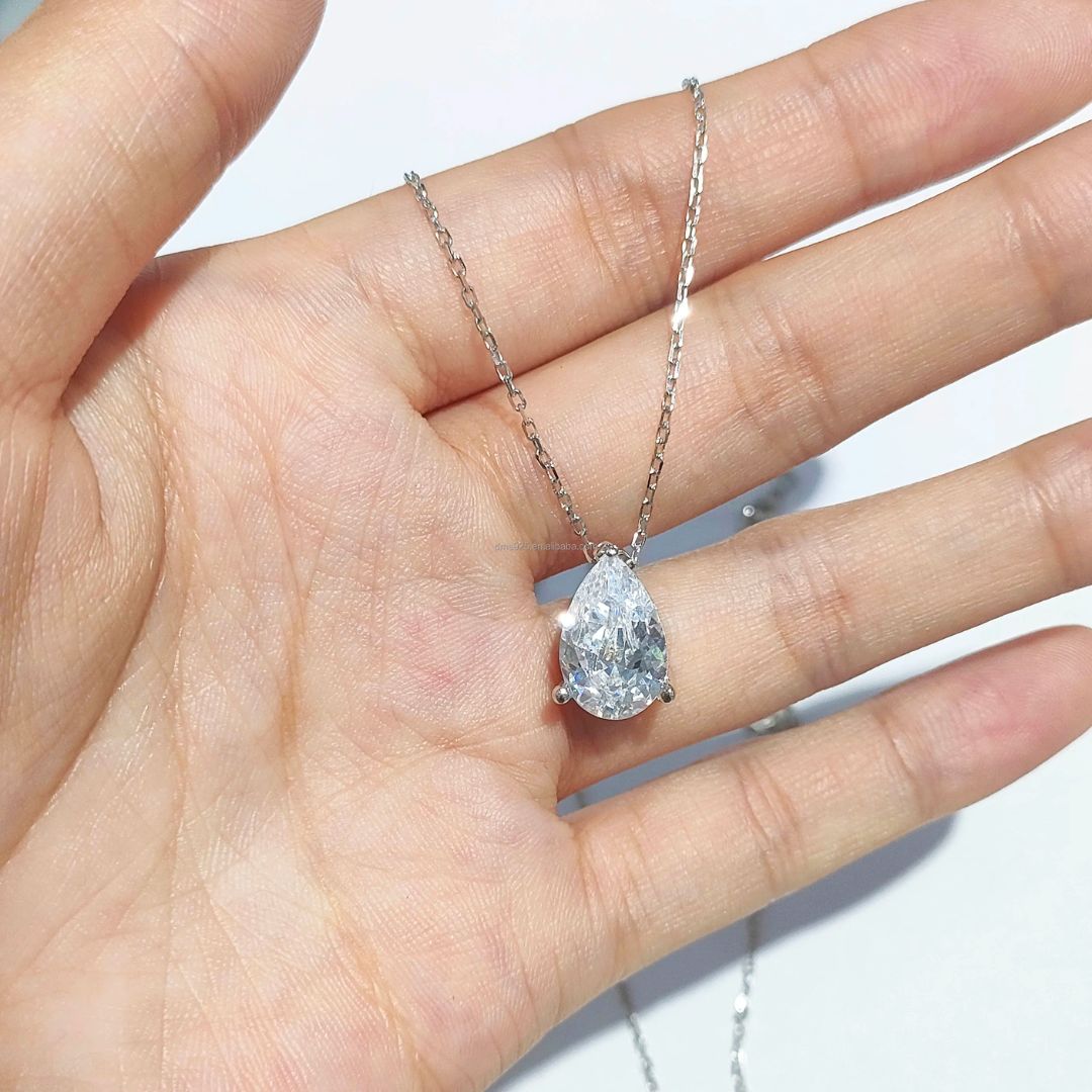 Celestine Drop - Zilveren Moissanite Waterdruppel Ketting Dames 1-4CT