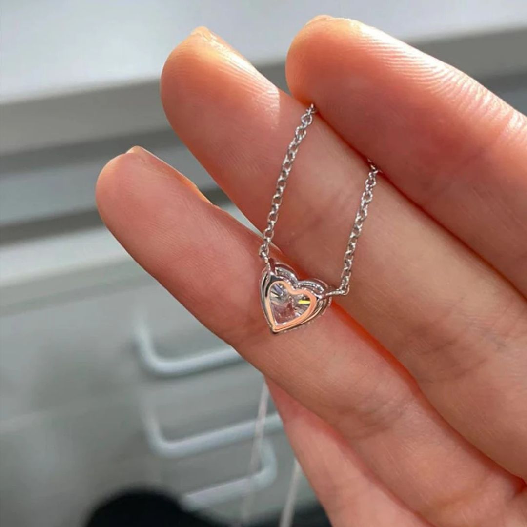 Coeur Lumière - Zilveren Moissanite Hartvorm Halsketting 2-4CT