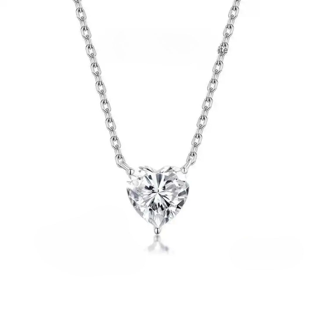 Coeur Lumière - Zilveren Moissanite Hartvorm Halsketting 2-4CT