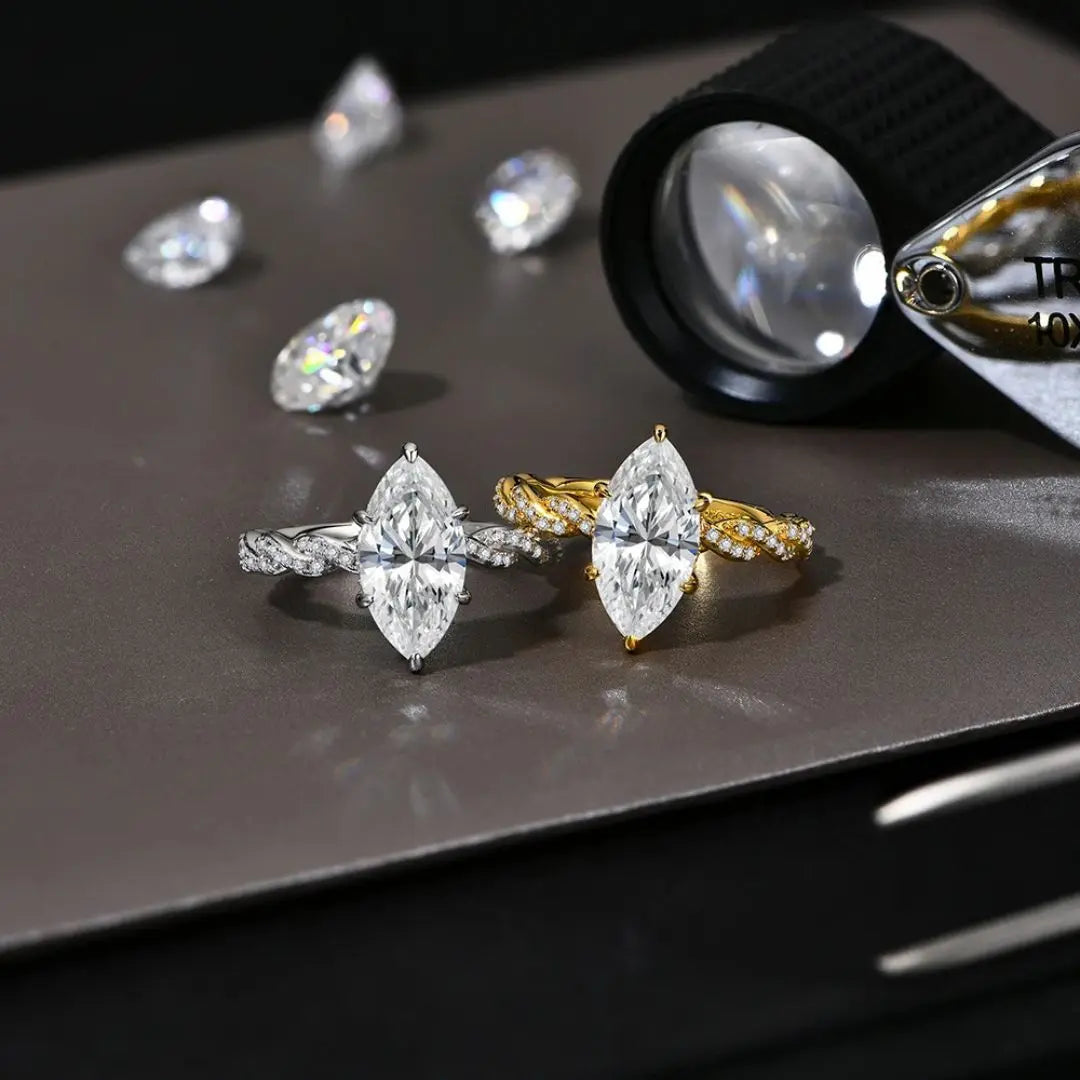 Luminara Marquise - Goldplated High-end Moissanite Ring Amora Maison