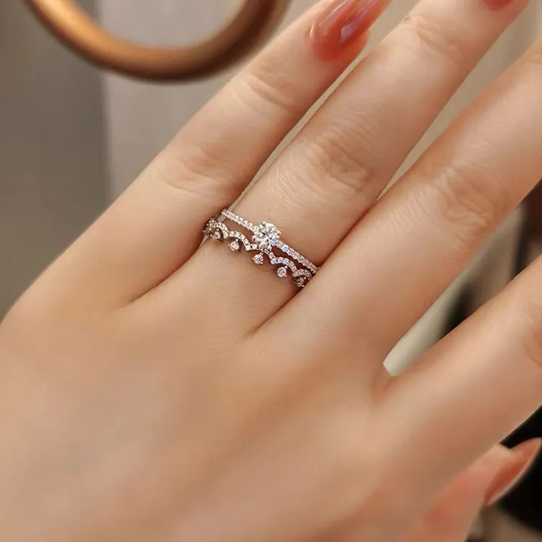 Luna Glow - S925 Zilveren Moissanite Cocktail Ring Dames 0.3CT